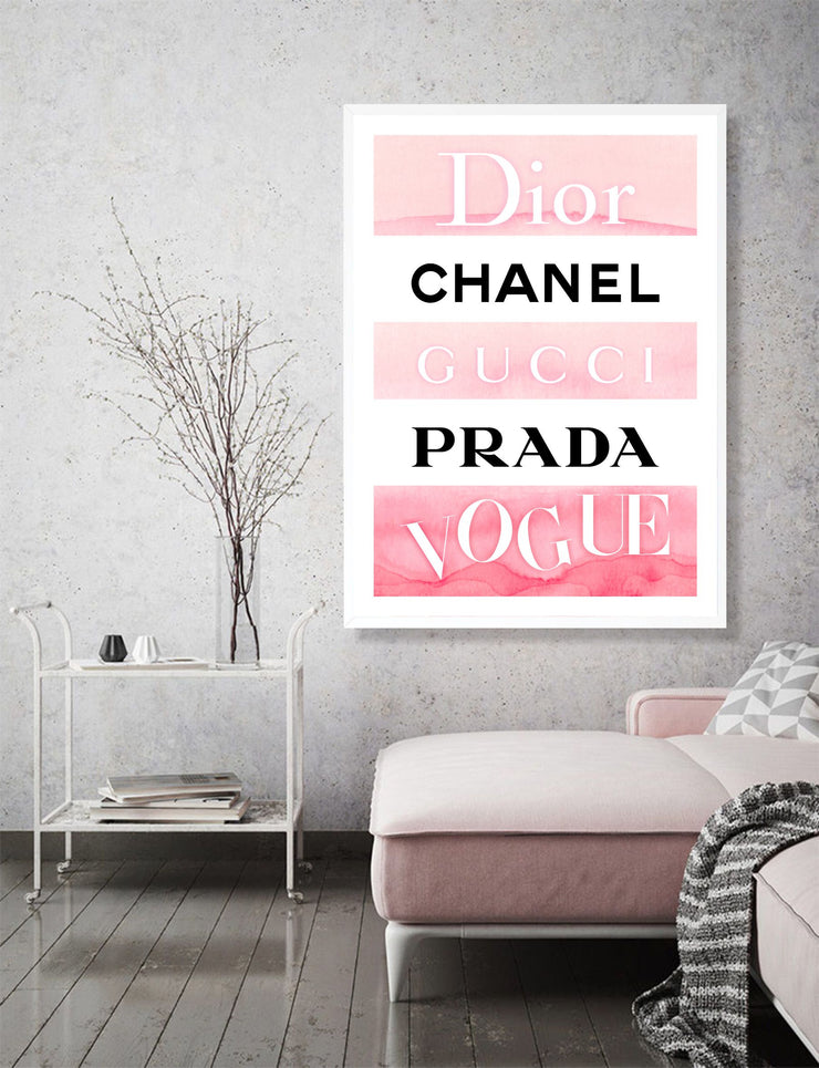 Fashion Wall Art - Fashion Designer Logo Poster - Fashion Pink Watercolor Print -Digital Art - Fashion Home Decor
