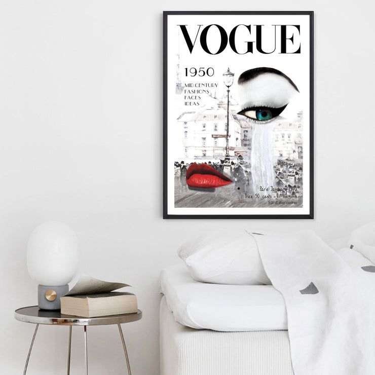 Vogue Posters - Fashion Wall Art - Set Of Two (2) Vogue Prints - Audrey Hepburn Vogue Cover 1959 - Vogue Cover 1950 - Vogue Cover Vintage Art - free postage worldwide