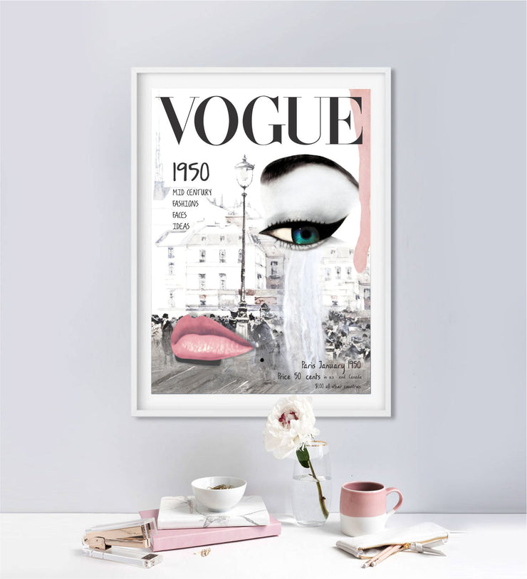 Vogue Cover 1950 Poster - Vogue Vintage Cover Magazine Art Poster - Fashion Wall Art - Digital Art - Fashion Home Decor