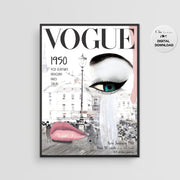 Vogue Cover 1950 Poster - Vogue Vintage Cover Magazine Art Poster - Fashion Wall Art - Digital Art - Fashion Home Decor