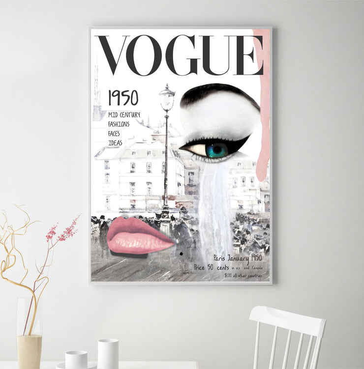 Vogue Cover 1950 Poster - Vogue Vintage Cover Magazine Art Poster - Fashion Wall Art - Digital Art - Fashion Home Decor