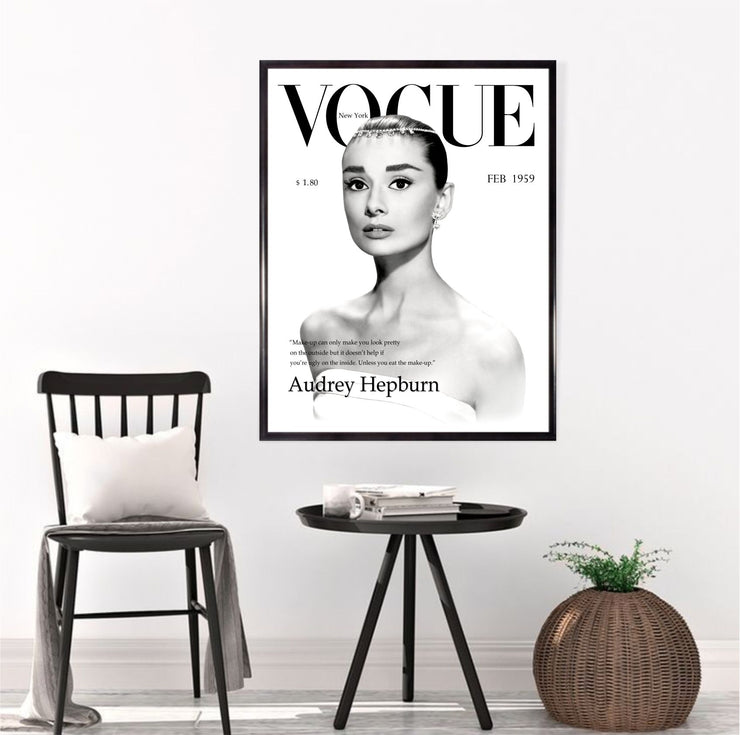 Audrey Hepburn Poster - Vogue Vintage Cover 1959 Magazine Art Poster - Fashion Wall Art - Digital Art - Fashion Home Decor