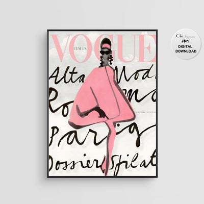 Vogue Cover Italia - Art Poster - Fashion Wall Art - Digital Art - Vogue Vintage Magazine - Vogue Watercolor Art Print - Home Decor