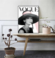 Audrey Hepburn Poster - Vogue Poster - Fashion Wall Art - Audrey Hepburn Pink Hat - Tiffany style -  Fashion Icon - Digital Art - Fashion Home Decor