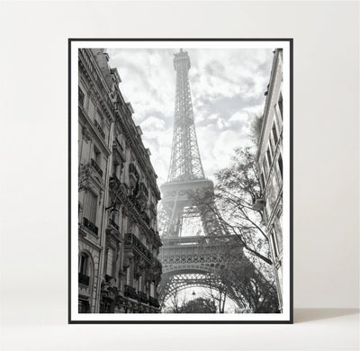 Eiffel Tower Black & White Photography Poster - Paris Print - Instant Download - Printable - High Resolution 300 DPI