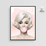 Marilyn Monroe Bubble Gum Poster - Fashion Wall Art - Digital Art - Marilyn Monroe Watercolor Art Poster