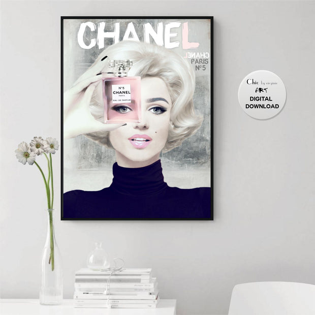 Marilyn Monroe Art Poster - Fashion Wall Art - Chanel N.5 Art
