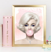 Marilyn Monroe Bubble Gum Poster - Fashion Wall Art - Digital Art - Marilyn Monroe Watercolor Art Poster