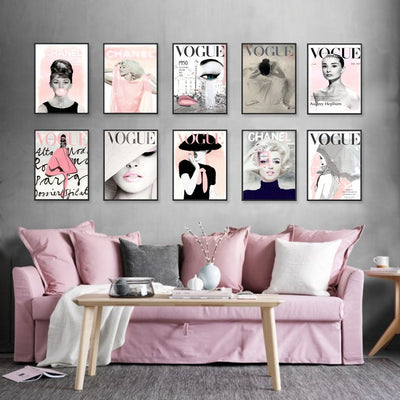 Vogue Cover Magazine Set of 10 Posters/Prints | Iconic Designer Fashion Wall Art | Chanel Posters